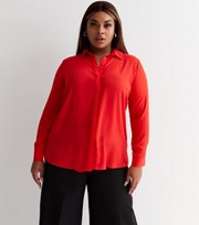 New Look Curves Red Long Sleeve Shirt
